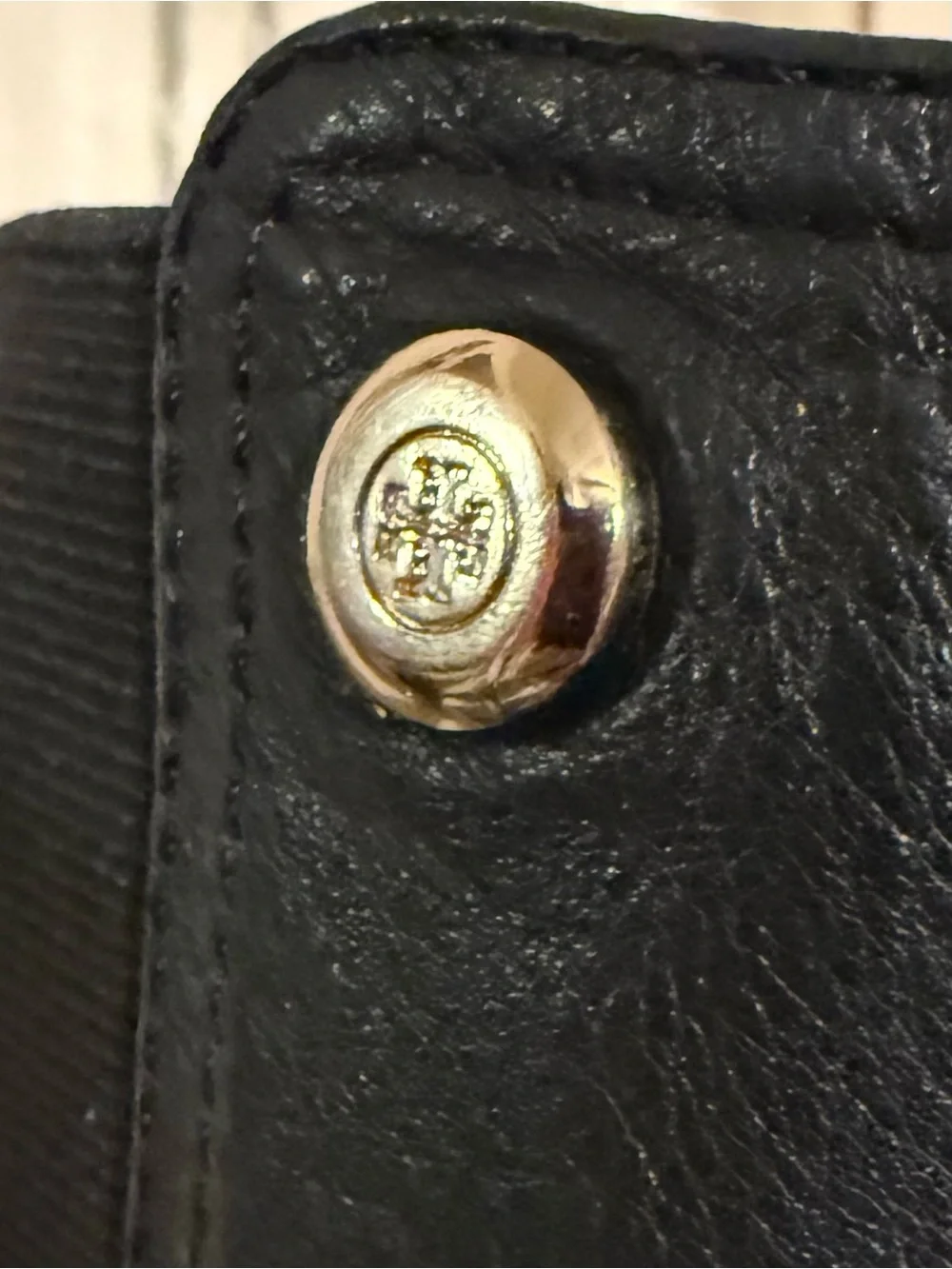 Tory Burch Black Leather Over-the-Knee Boots with Logo Button